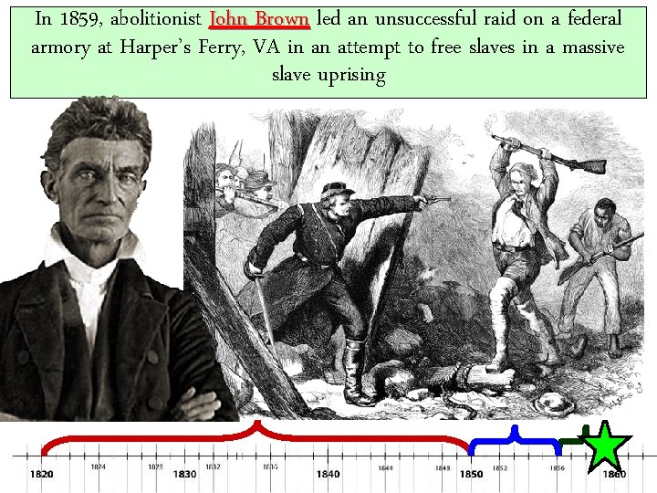 In 1859, abolitionist John Brown led an unsuccessful raid on a federal armory at