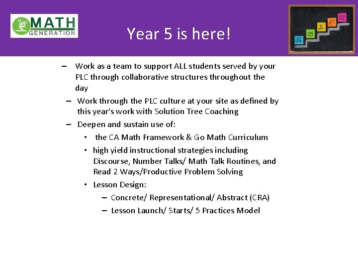 Year 5 is here! – Work as a team to support ALL students served