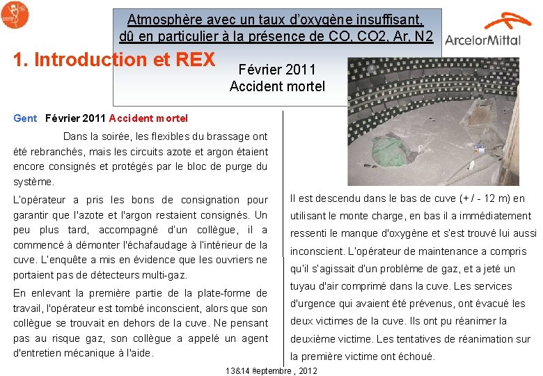 Atmosphère avec un taux d’oxygène insuffisant, dû en particulier à la présence de CO,