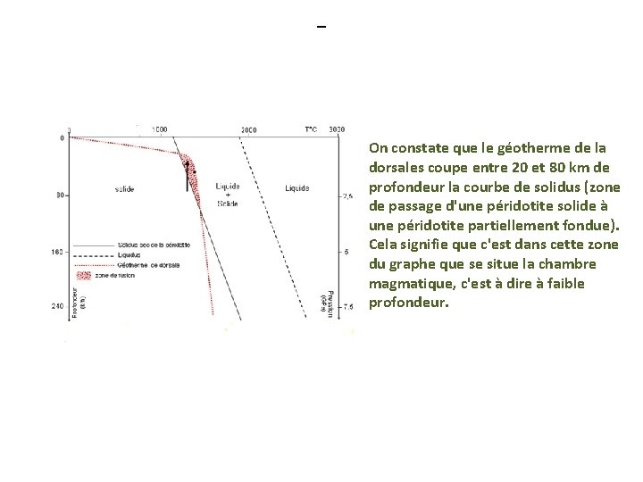 - On constate que le géotherme de la dorsales coupe entre 20 et 80