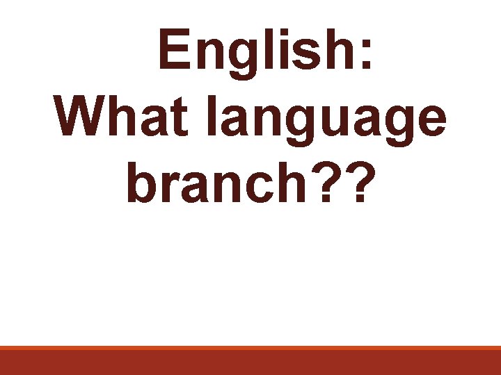English: What language branch? ? 