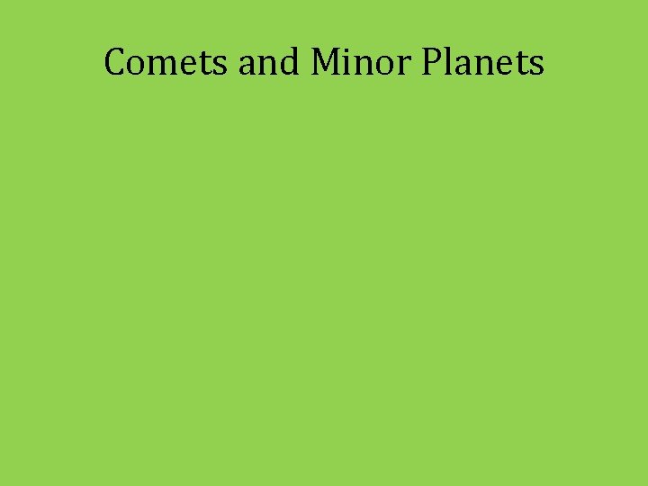 Comets and Minor Planets 