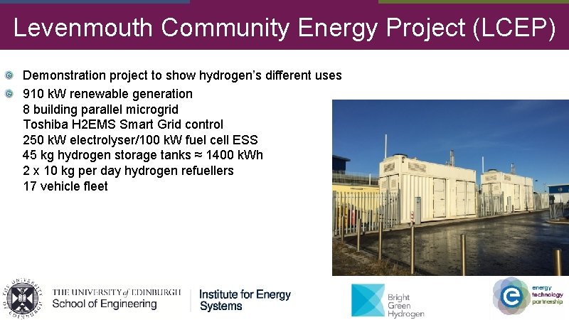 Levenmouth Community Energy Project (LCEP) Demonstration project to show hydrogen’s different uses 910 k.