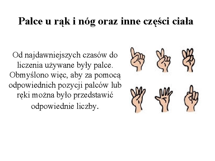 Palce u rąk i nóg oraz inne części ciała Od najdawniejszych czasów do liczenia