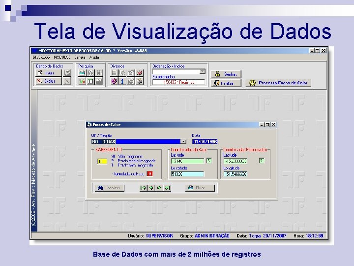 Tela de Visualização de Dados Base de Dados com mais de 2 milhões de