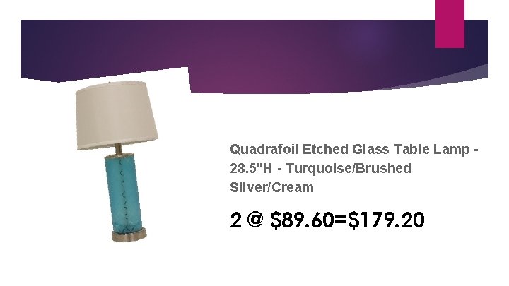 Quadrafoil Etched Glass Table Lamp 28. 5"H - Turquoise/Brushed Silver/Cream 2 @ $89. 60=$179.