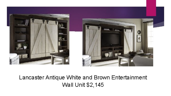 Lancaster Antique White and Brown Entertainment Wall Unit $2, 145 