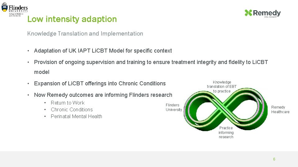 Low intensity adaption Knowledge Translation and Implementation • Adaptation of UK IAPT Li. CBT
