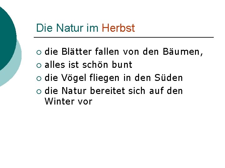 Die Natur im Herbst die Blätter fallen von den Bäumen, ¡ alles ist schön