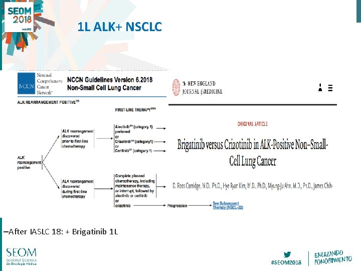 1 L ALK+ NSCLC –After IASLC 18: + Brigatinib 1 L #SEOM 2018 