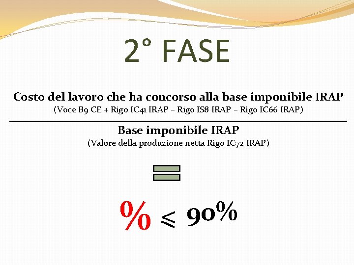 2° FASE Costo del lavoro che ha concorso alla base imponibile IRAP (Voce B