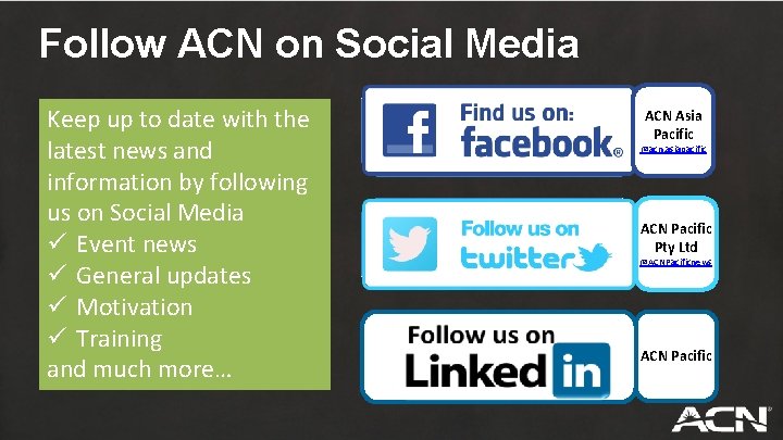 Follow ACN on Social Media Keep up to date with the latest news and