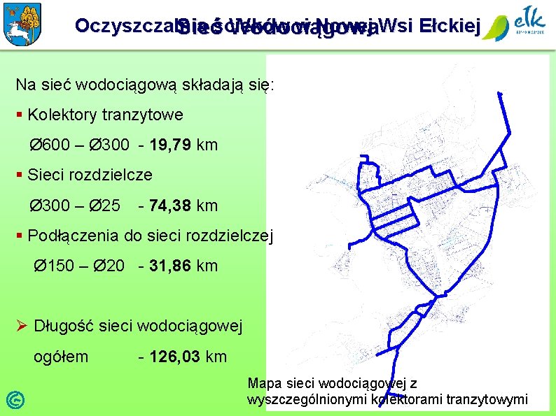 Oczyszczalnia w Nowej Wsi Ełckiej Siećścieków Wodociągowa Na sieć wodociągową składają się: § Kolektory