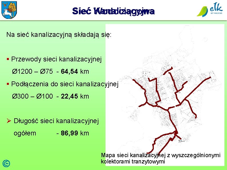 Kanalizacyjna Sieć Wodociągowa Na sieć kanalizacyjną składają się: § Przewody sieci kanalizacyjnej Ø 1200