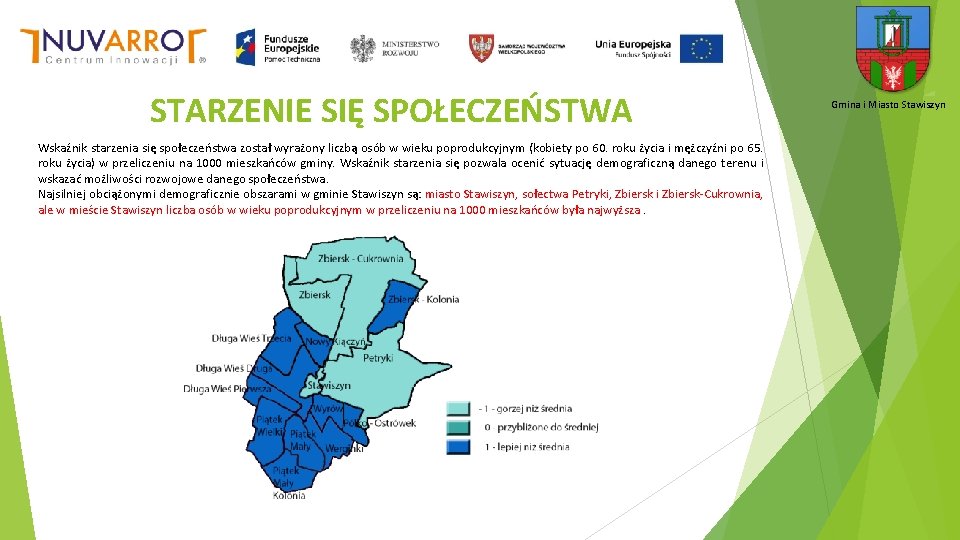 STARZENIE SIĘ SPOŁECZEŃSTWA Wskaźnik starzenia się społeczeństwa został wyrażony liczbą osób w wieku poprodukcyjnym