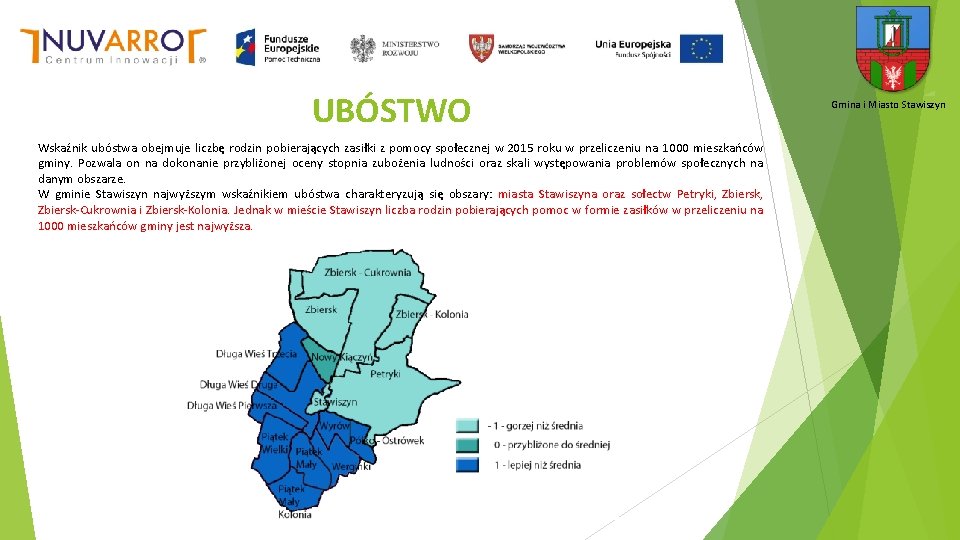 UBÓSTWO Wskaźnik ubóstwa obejmuje liczbę rodzin pobierających zasiłki z pomocy społecznej w 2015 roku