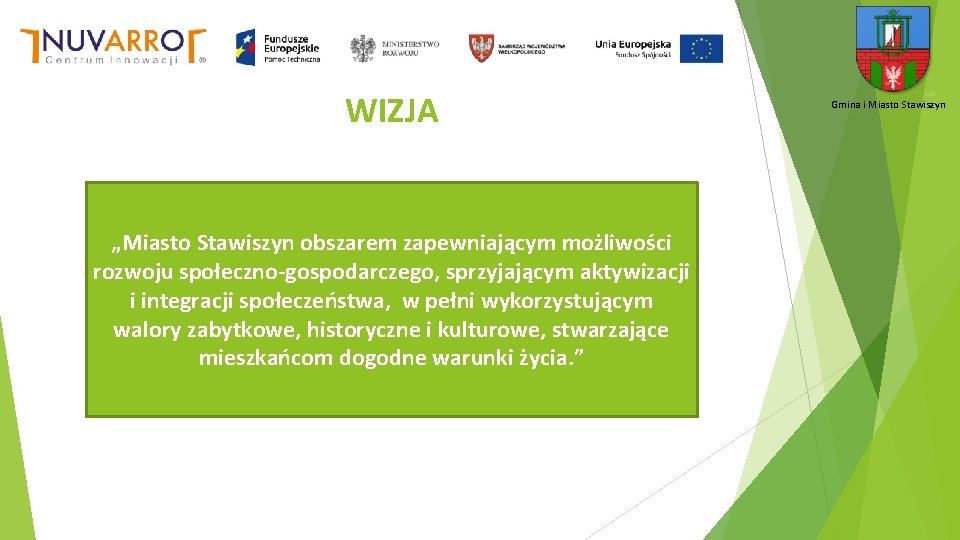 WIZJA „Miasto Stawiszyn obszarem zapewniającym możliwości rozwoju społeczno-gospodarczego, sprzyjającym aktywizacji i integracji społeczeństwa, w