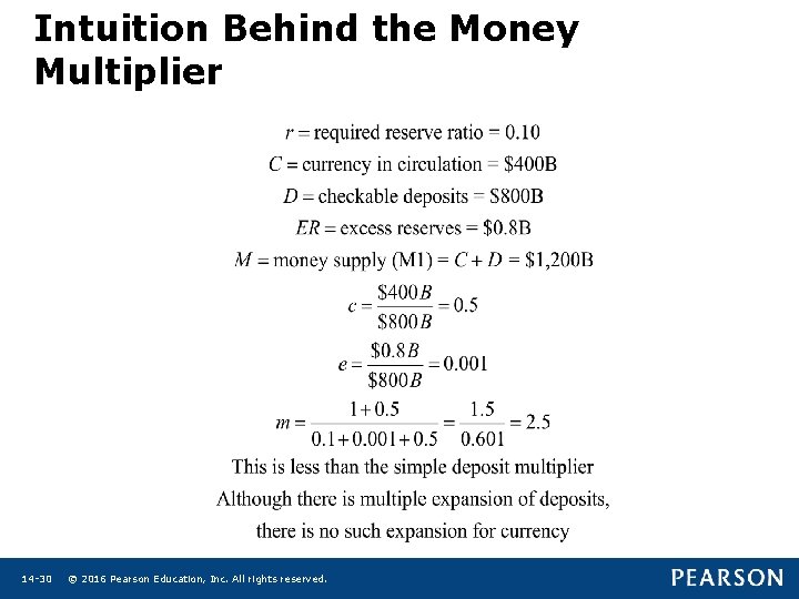 Intuition Behind the Money Multiplier 14 -30 © 2016 Pearson Education, Inc. All rights