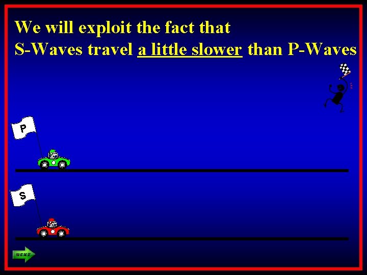 We will exploit the fact that S-Waves travel a little slower than P-Waves P