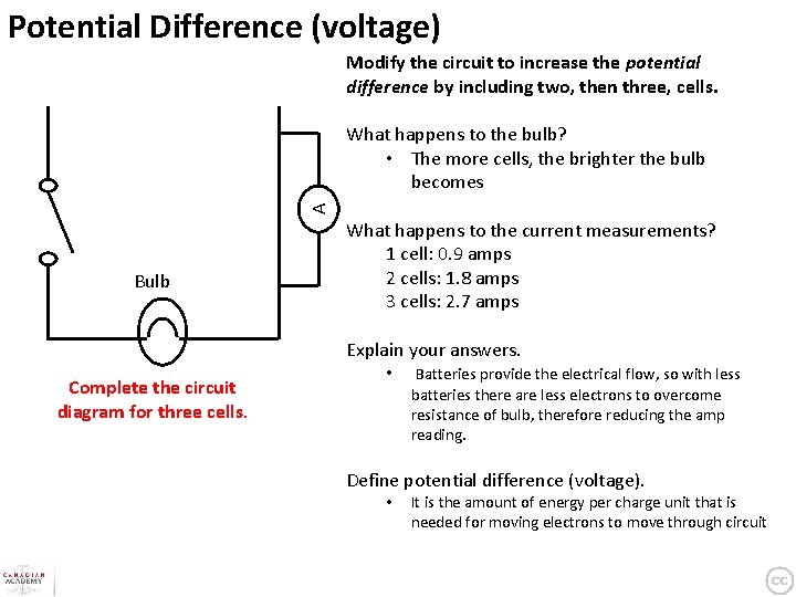 Potential Difference (voltage) Modify the circuit to increase the potential difference by including two,