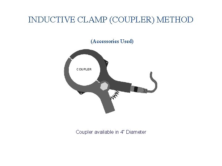 INDUCTIVE CLAMP (COUPLER) METHOD (Accessories Used) COUPLER Coupler available in 4” Diameter 