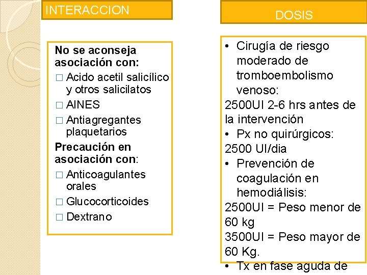 INTERACCION No se aconseja asociación con: � Acido acetil salicílico y otros salicilatos � INTERACCION No se aconseja asociación con: � Acido acetil salicílico y otros salicilatos �