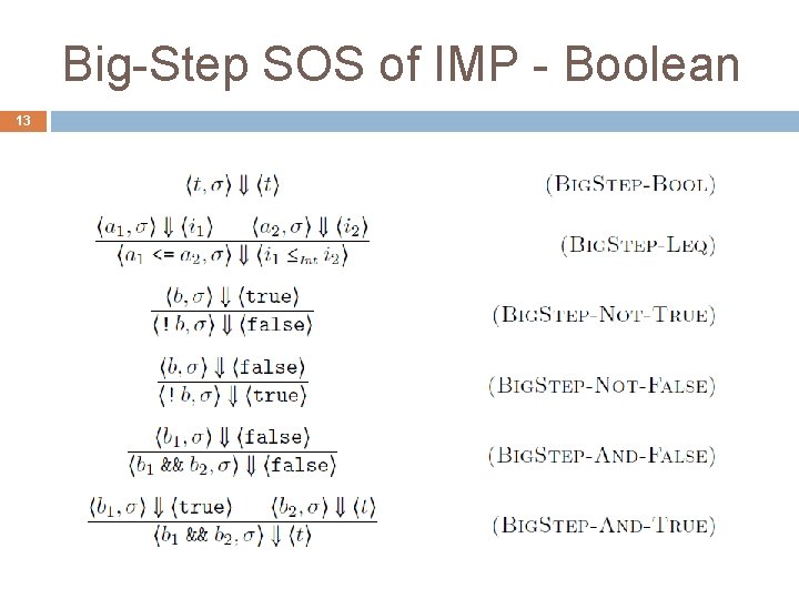 Big-Step SOS of IMP - Boolean 13 