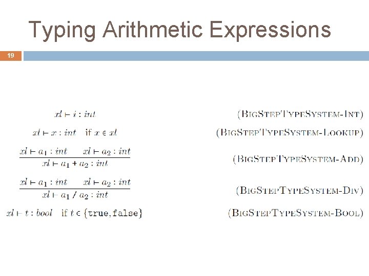 Typing Arithmetic Expressions 19 