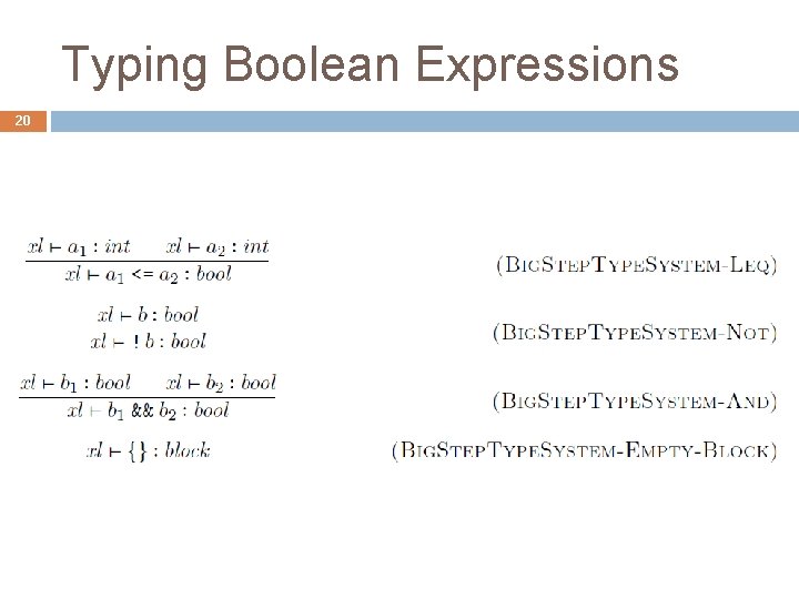 Typing Boolean Expressions 20 
