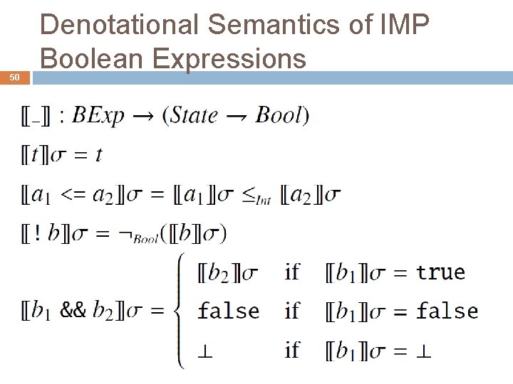 50 Denotational Semantics of IMP Boolean Expressions 