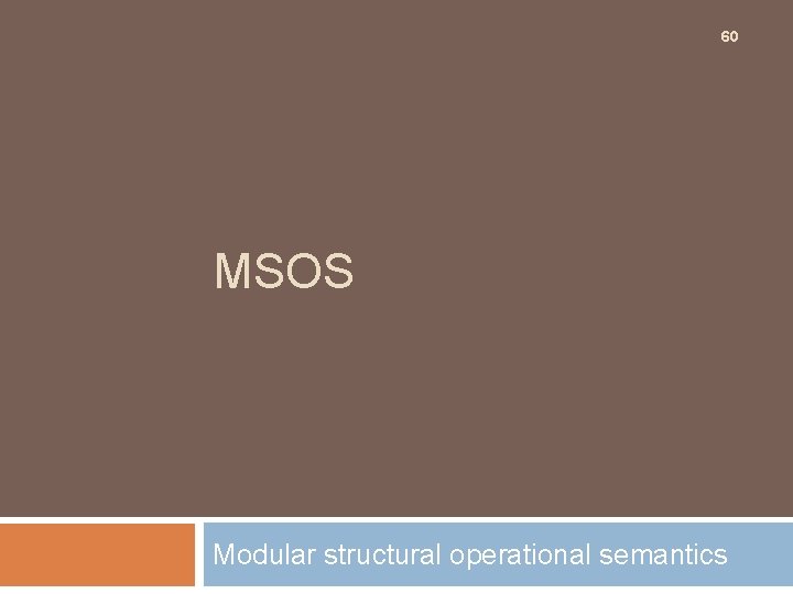 60 MSOS Modular structural operational semantics 