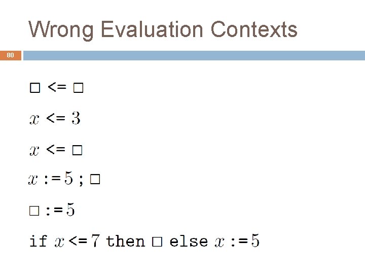 Wrong Evaluation Contexts 80 
