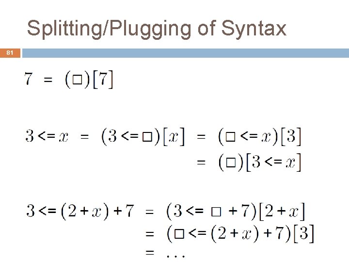 Splitting/Plugging of Syntax 81 