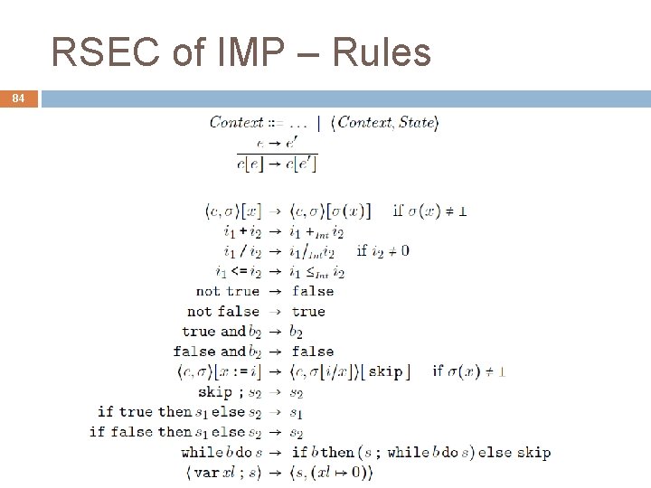 RSEC of IMP – Rules 84 