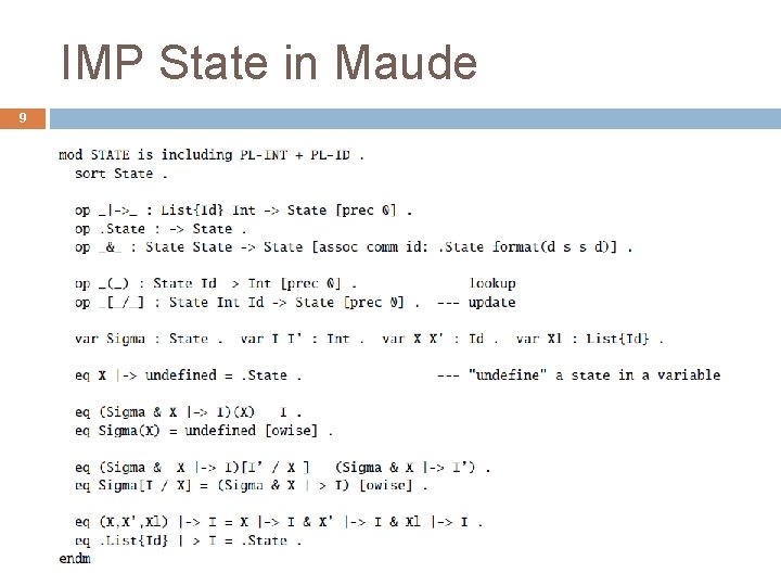 IMP State in Maude 9 