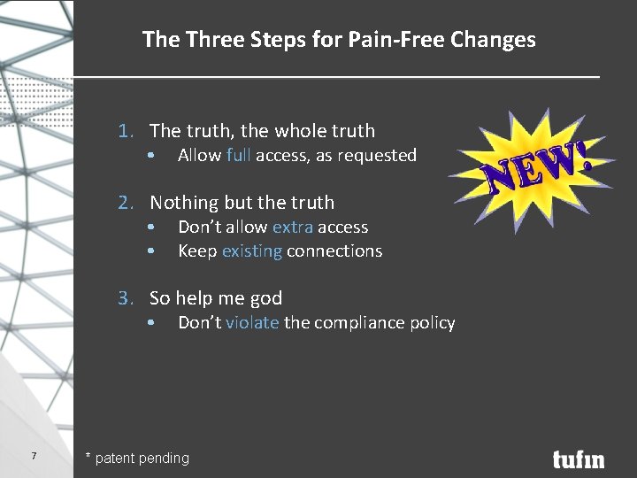 The Three Steps for Pain-Free Changes 1. The truth, the whole truth • Allow