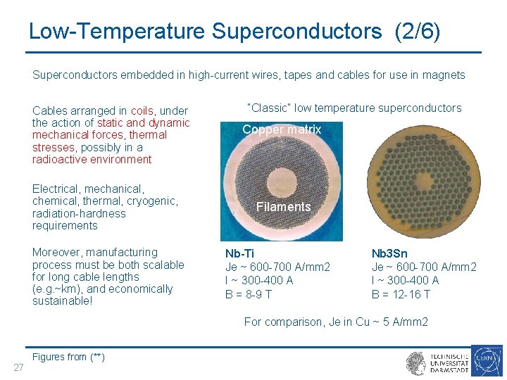 Low-Temperature Superconductors (2/6) Superconductors embedded in high-current wires, tapes and cables for use in