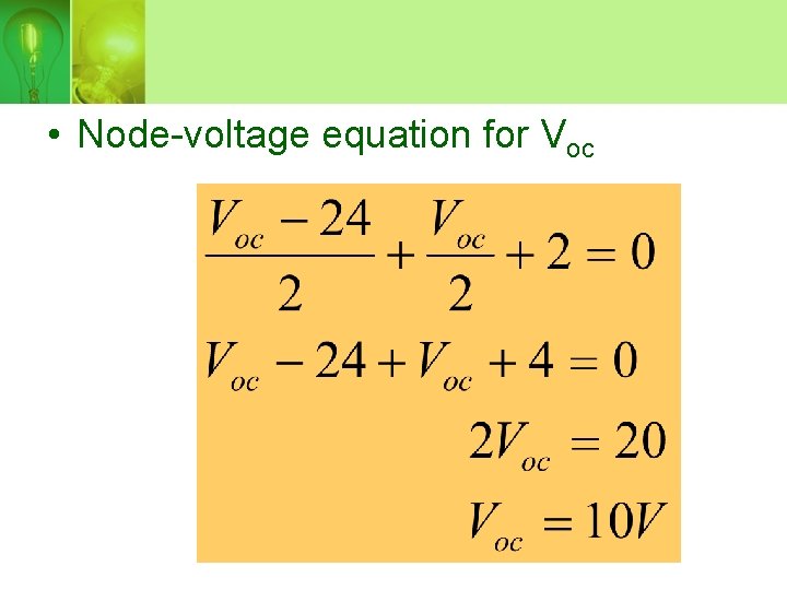  • Node-voltage equation for Voc 