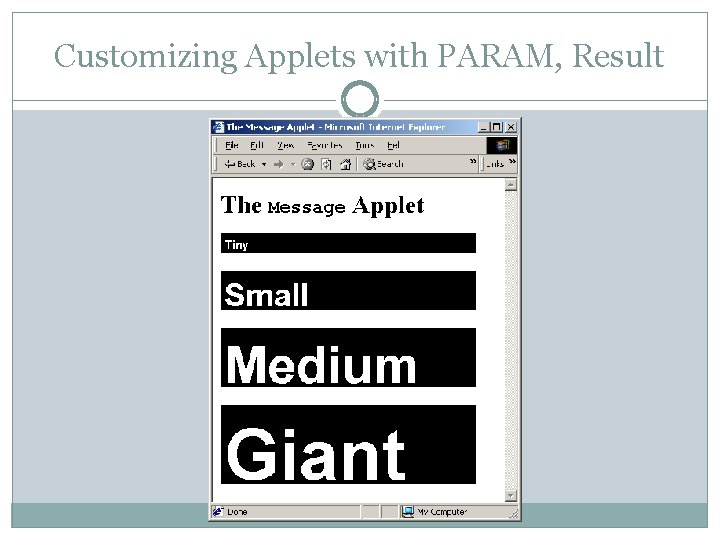 Customizing Applets with PARAM, Result 