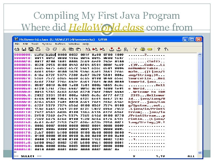 Compiling My First Java Program Where did Hello. World. class come from 