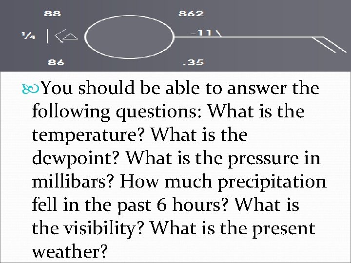  You should be able to answer the following questions: What is the temperature?