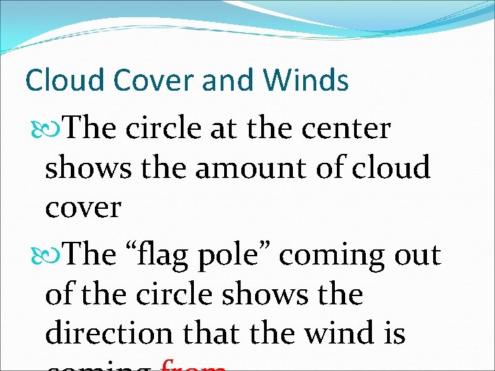 Cloud Cover and Winds The circle at the center shows the amount of cloud