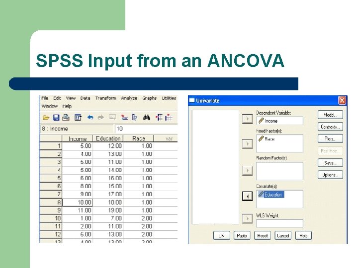 SPSS Input from an ANCOVA 