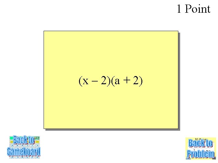 1 Point (x – 2)(a + 2) 