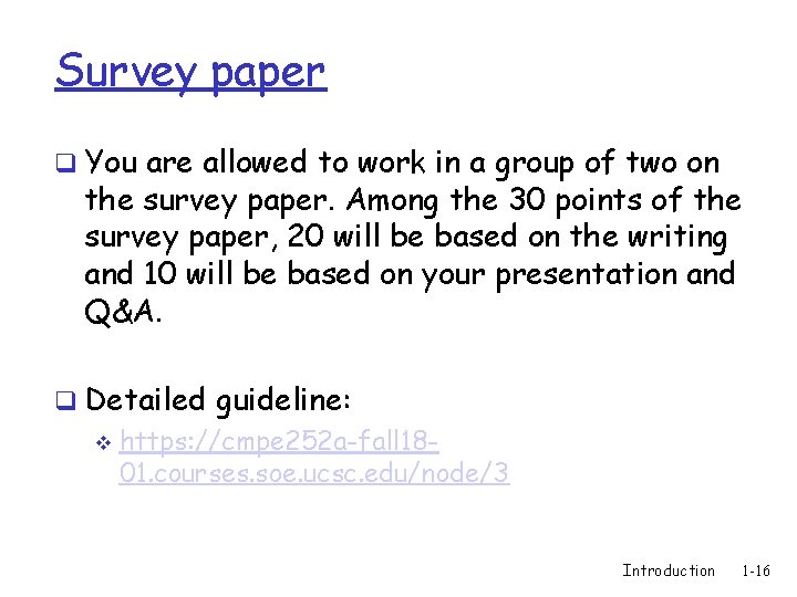 Survey paper q You are allowed to work in a group of two on