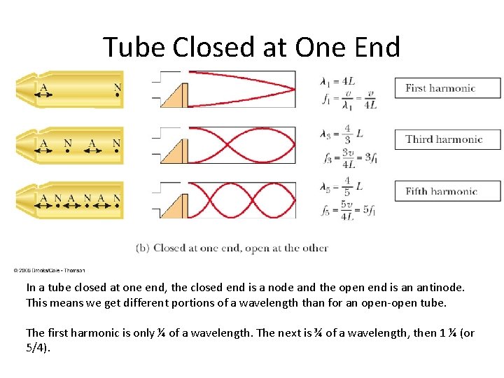 Tube Closed at One End In a tube closed at one end, the closed