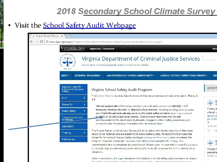 2018 Secondary School Climate Survey • Visit the School Safety Audit Webpage 2018 Secondary School Climate Survey • Visit the School Safety Audit Webpage