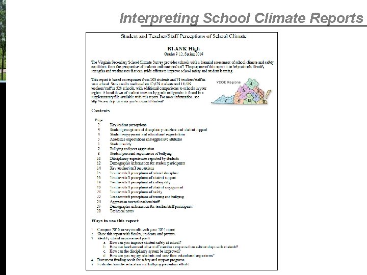 Interpreting School Climate Reports Interpreting School Climate Reports