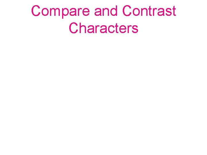 Compare and Contrast Characters 