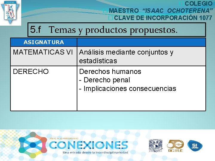 � COLEGIO � MAESTRO “ISAAC OCHOTERENA” � CLAVE DE INCORPORACIÓN 1077 5. f Temas � COLEGIO � MAESTRO “ISAAC OCHOTERENA” � CLAVE DE INCORPORACIÓN 1077 5. f Temas